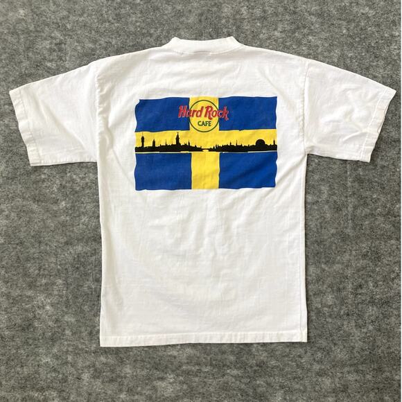 Vintage Hard Rock Cafe T-Shirt Stockholm Mens Medium white merch - Picture 5 of 8